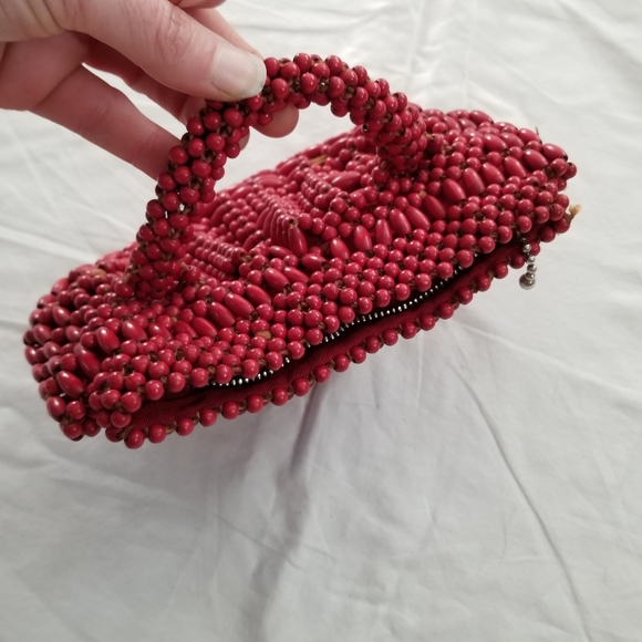 Vintage Czechoslovakian Wood Bead Purse - Picture 4 of 10